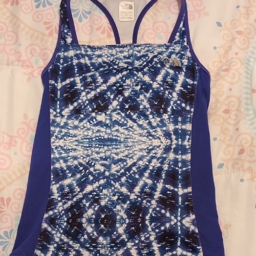 The North Face Blue and White Tie-Dye Tank Top